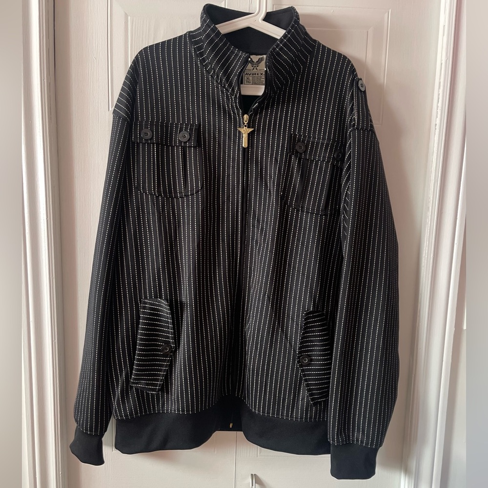 AVIREX Black Pin Stripe Zip up sweater